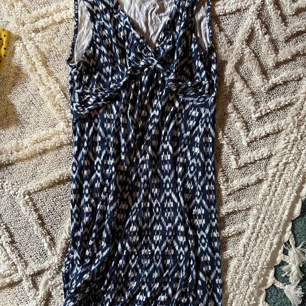 Blue and white thick strap maternity dress